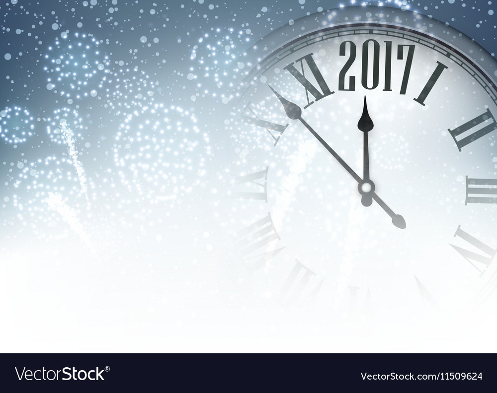2017 new year background with clock