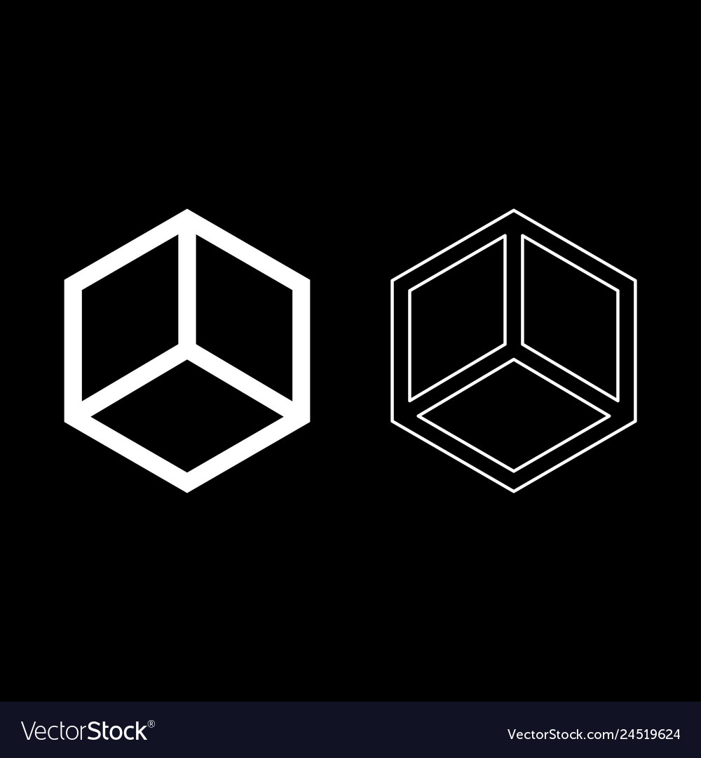 Abstract cube shape hexagon box icon set white vector image Abstract cube shape hexagon box icon set white