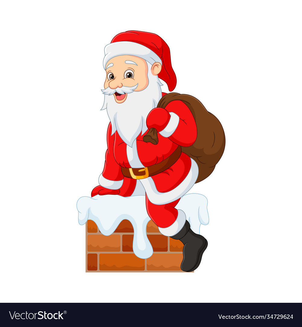 Cartoon santa claus in a chimney Royalty Free Vector Image