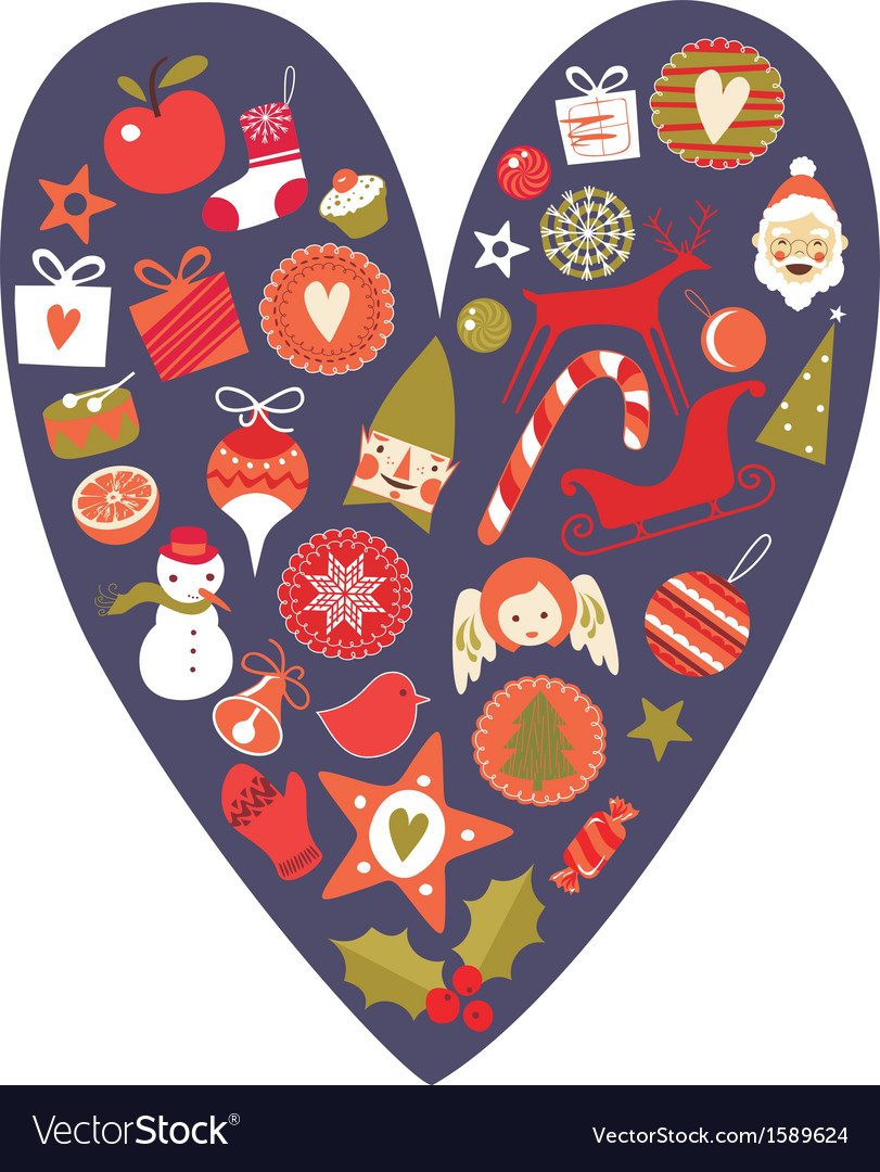 Christmas heart Royalty Free Vector Image - VectorStock