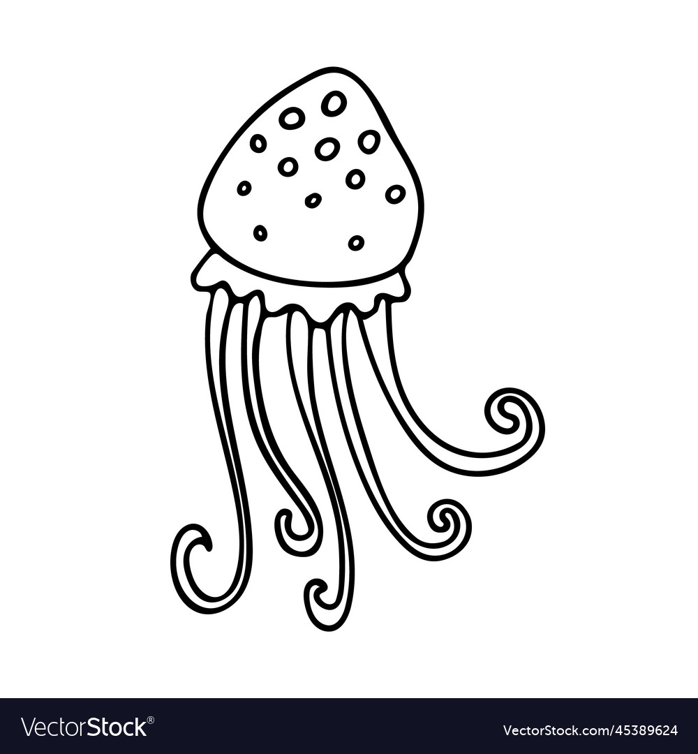 Doodle of cute jellyfish on white background Vector Image