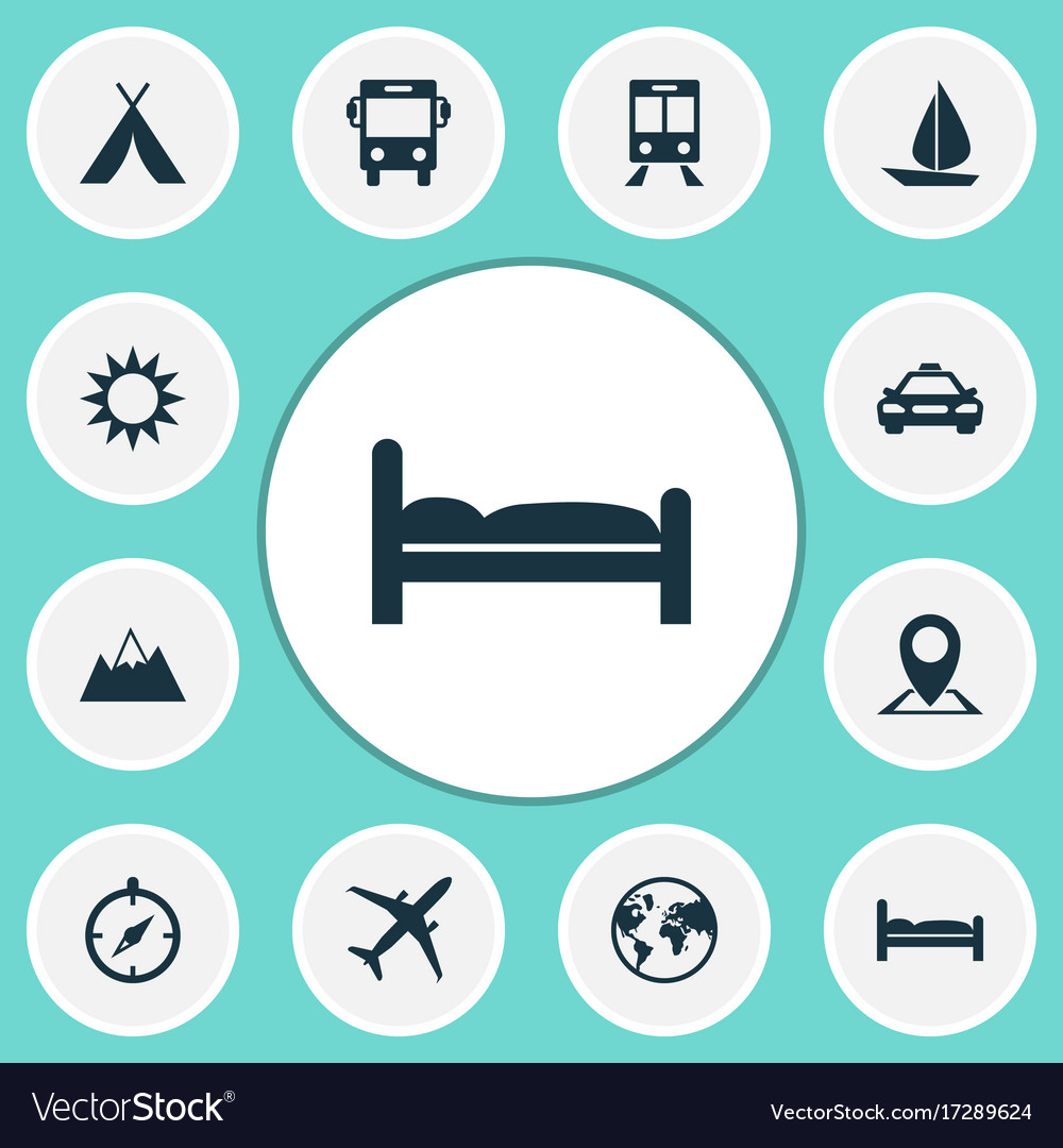 Exploration icons set collection of boat mount Vector Image