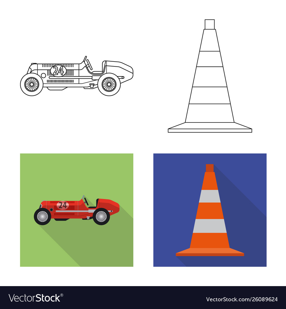 Isolated object car and rally icon set