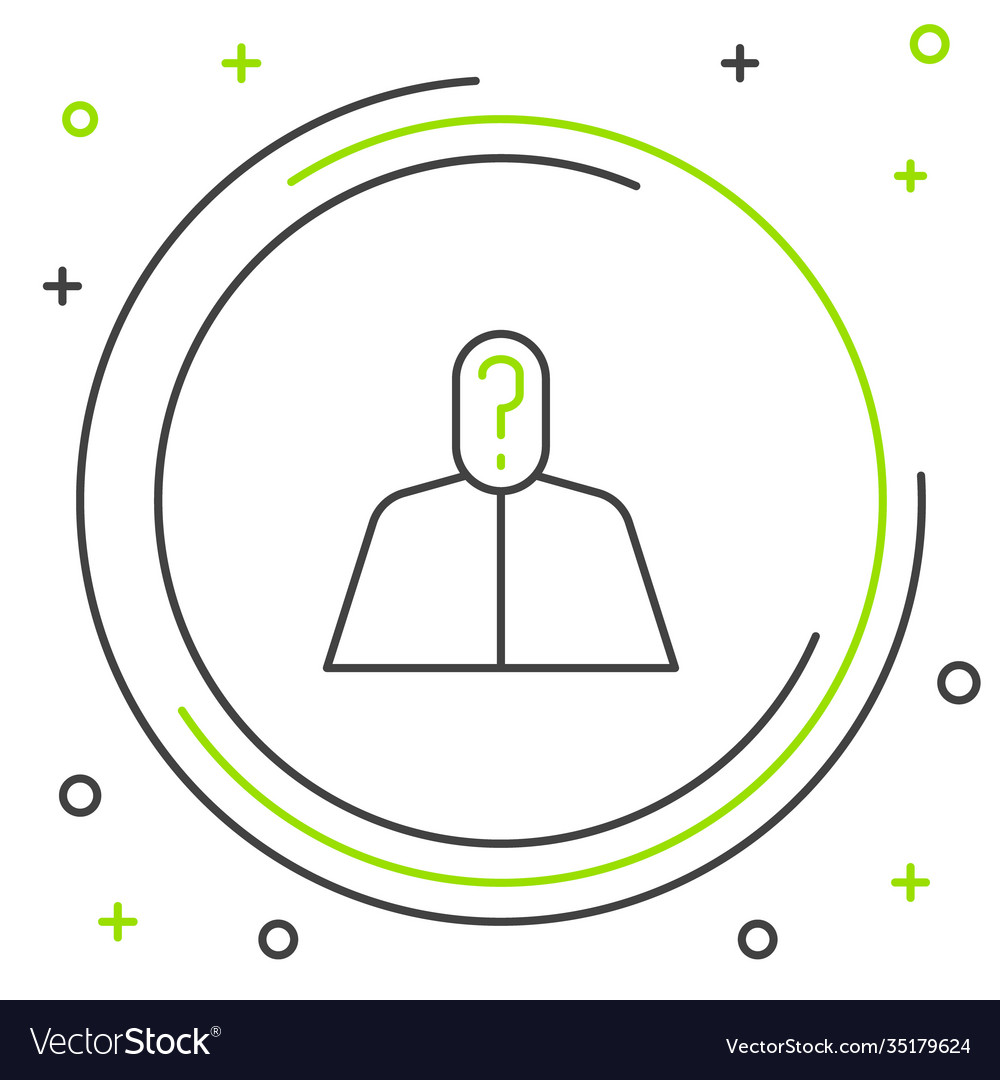 Line anonymous man with question mark icon vector image Line anonymous man with question mark icon