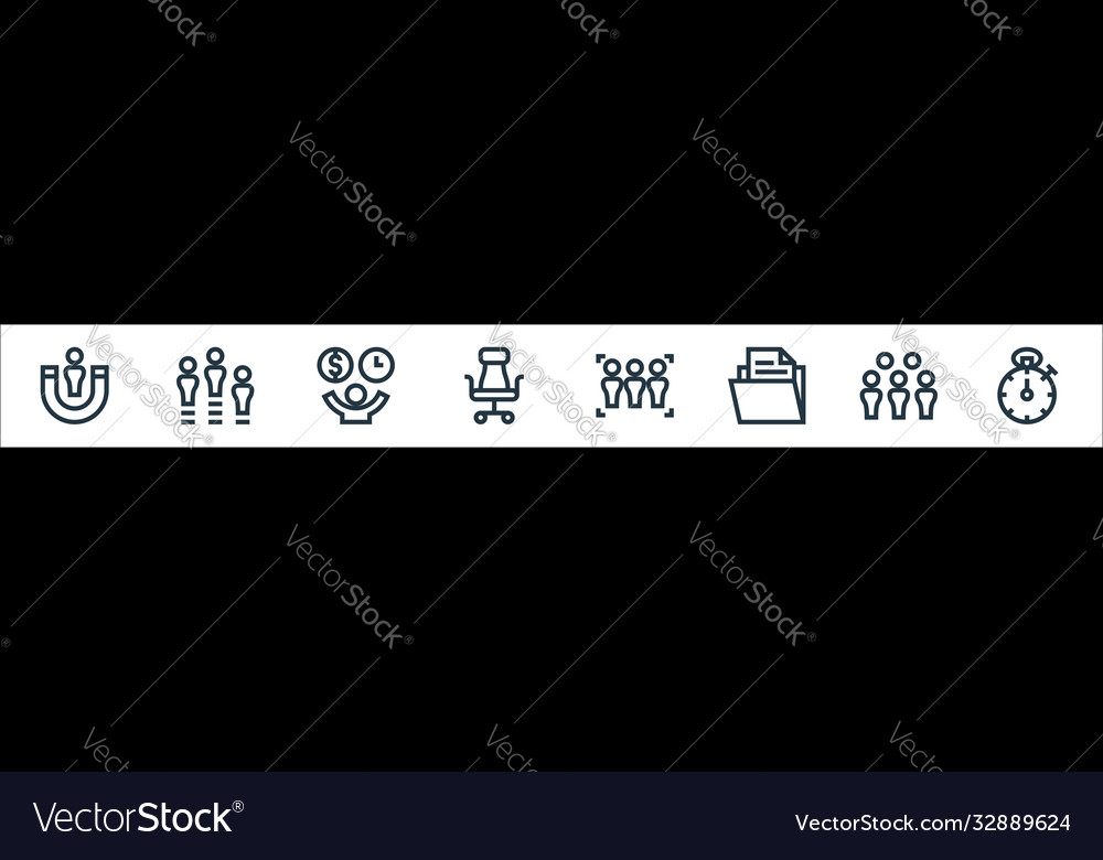 Management line icons linear set quality vector image Management line icons linear set quality