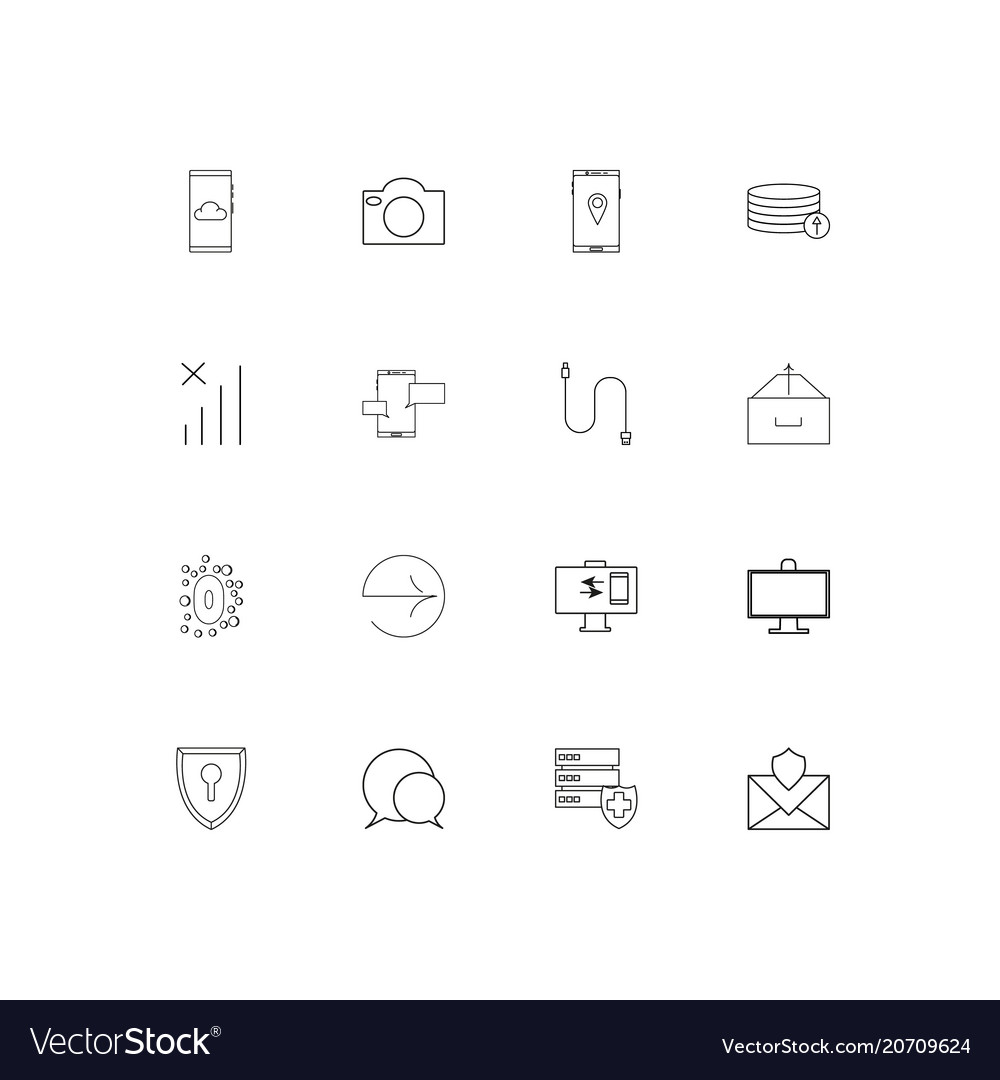 Network and database simple linear icons set