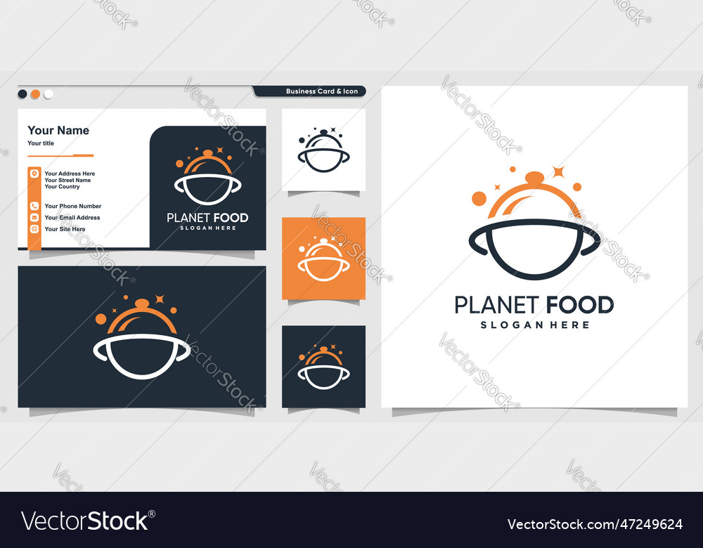 Planet food logo with modern line art style