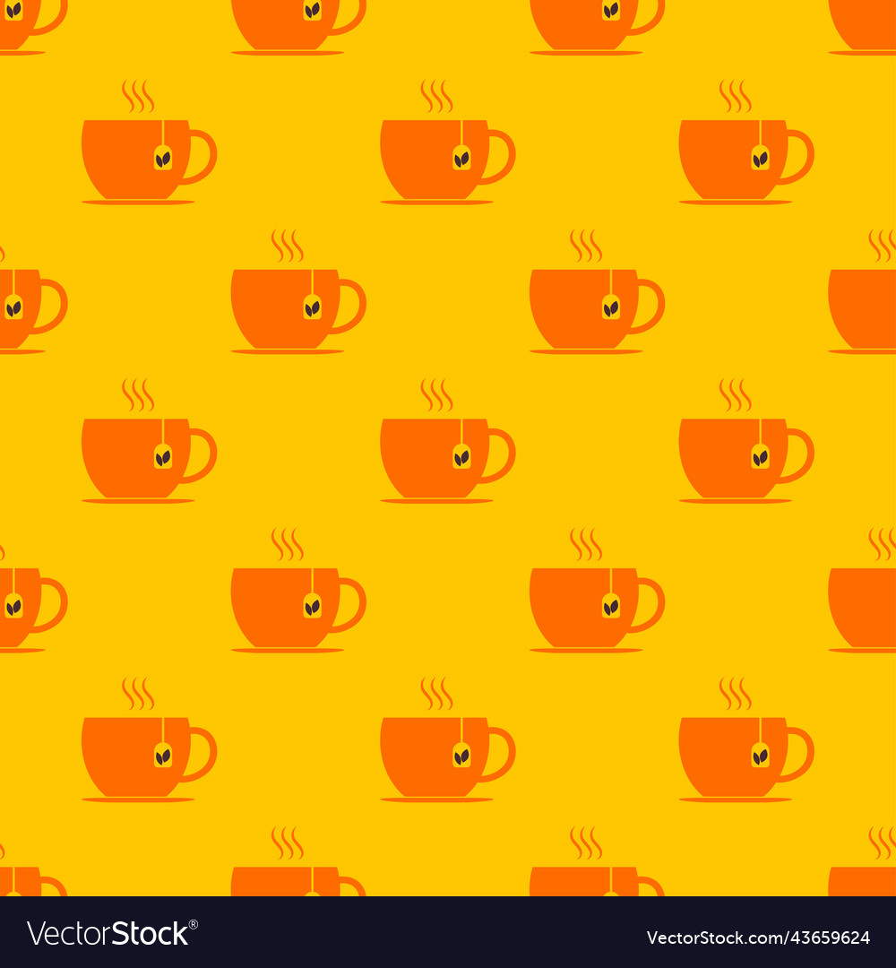 Seamless pattern with cup of tea flat icon cups