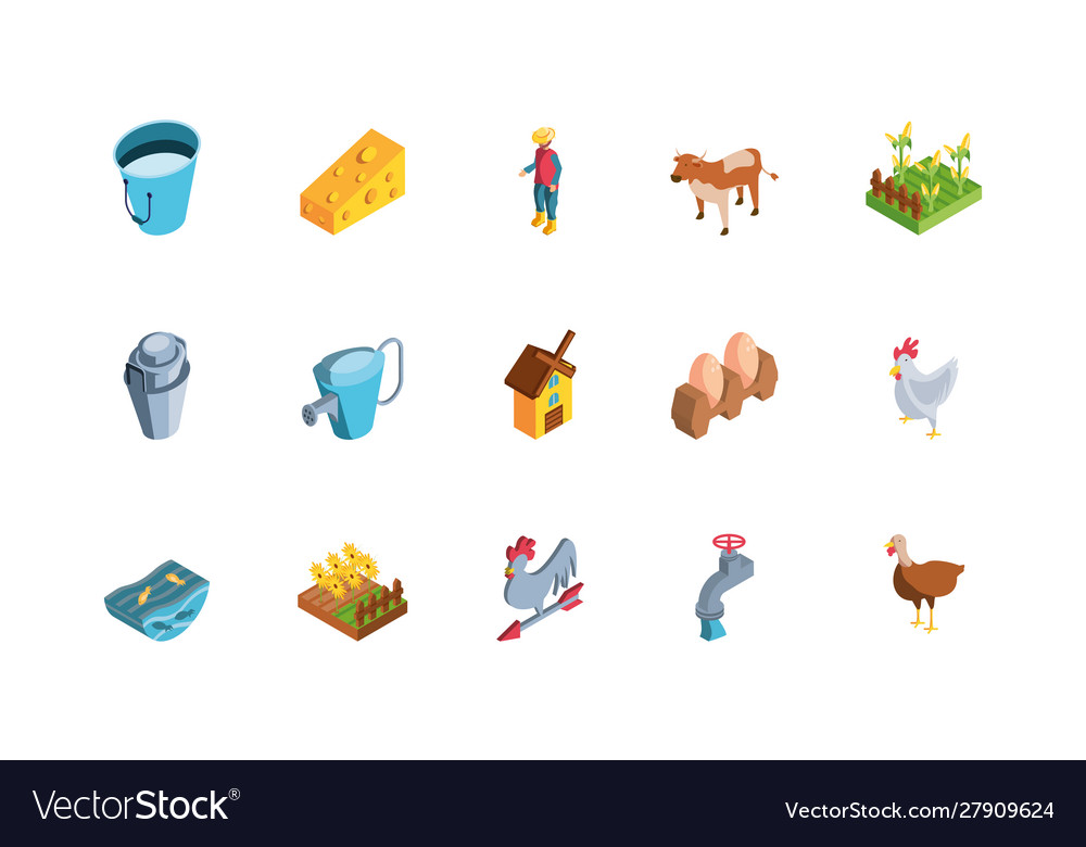 Set icons farm on white background