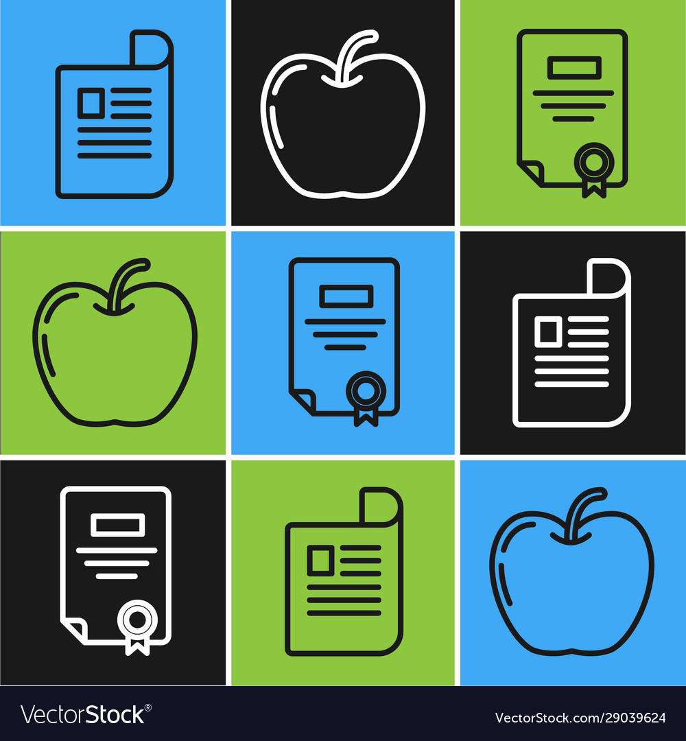 Set line document certificate template and apple Vector Image Set line document certificate template and apple