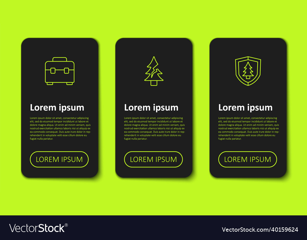 Set line toolbox tree and shield vector image Set line toolbox tree and shield