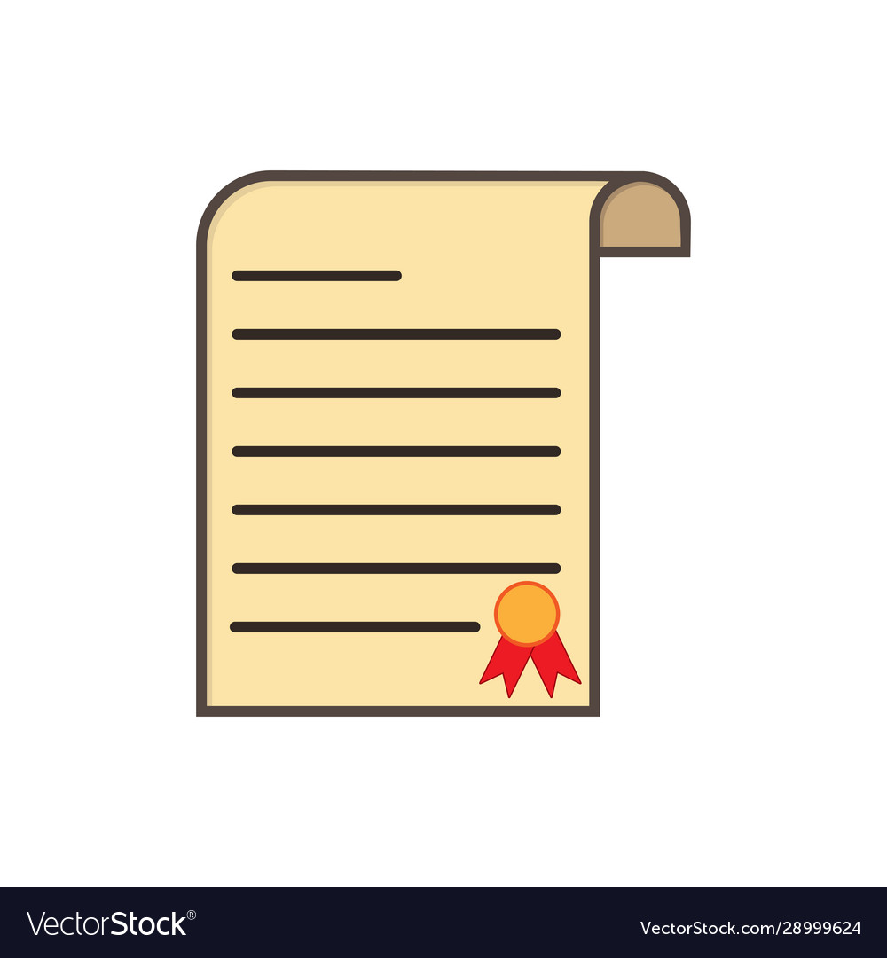 Simple paper scroll icon with medallion
