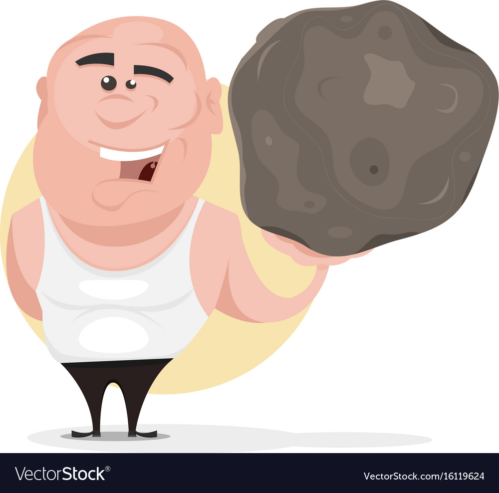 Strong man holding big boulder Royalty Free Vector Image