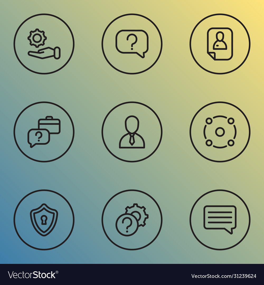 Work icons line style set with setting offer vector image Work icons line style set with setting offer