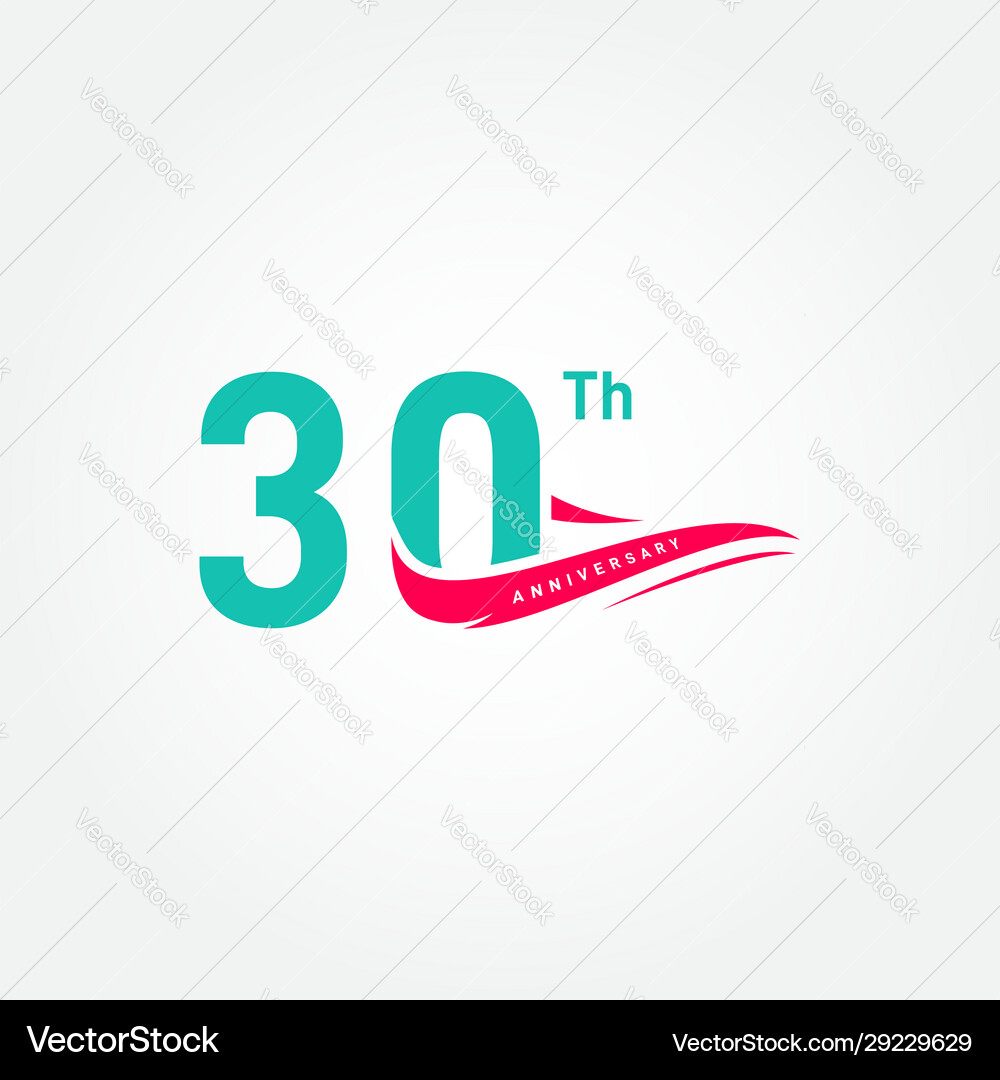 30th ribbon anniversary flat numbers Royalty Free Vector