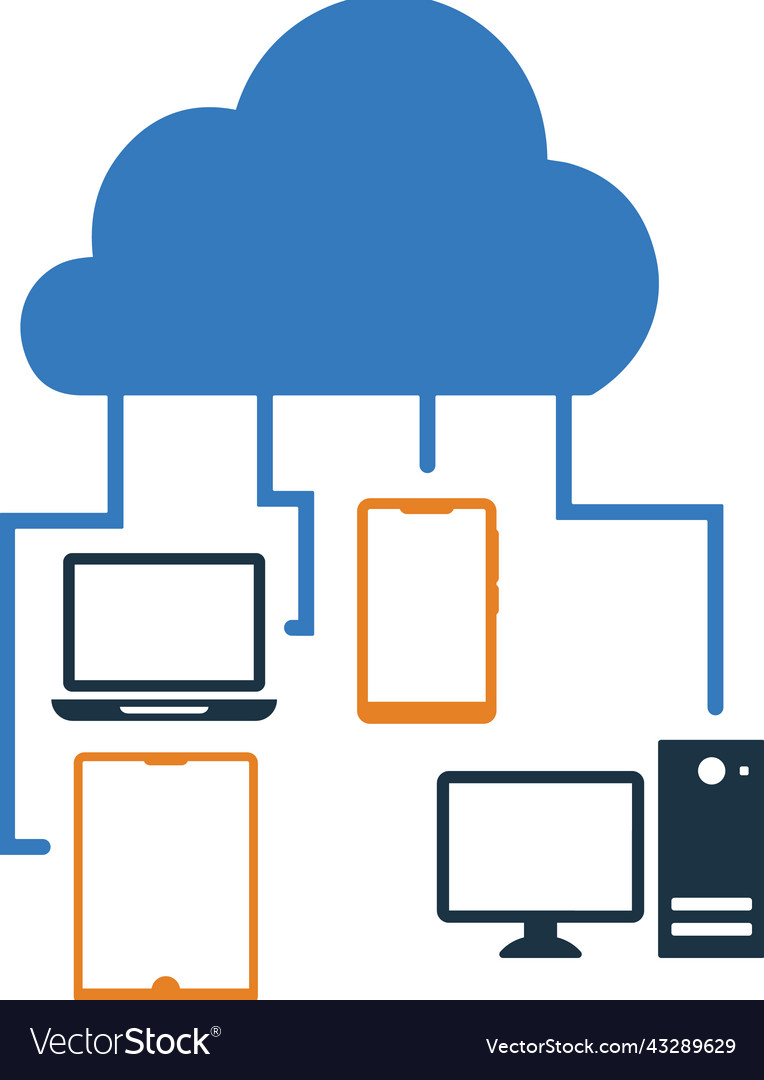 Connected cloud network icon simple editable