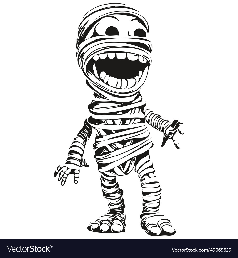 Creepy Hand-drawn Mummy Curse In For Halloween Vector Image