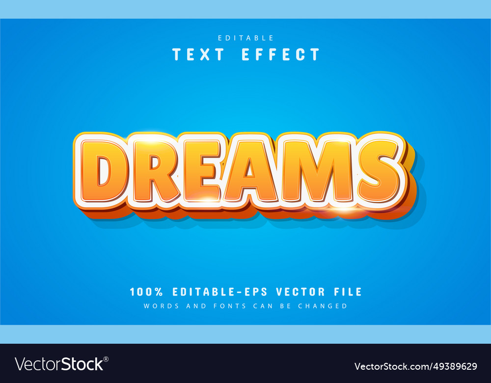 Dreams 3d text effect vector image Dreams 3d text effect