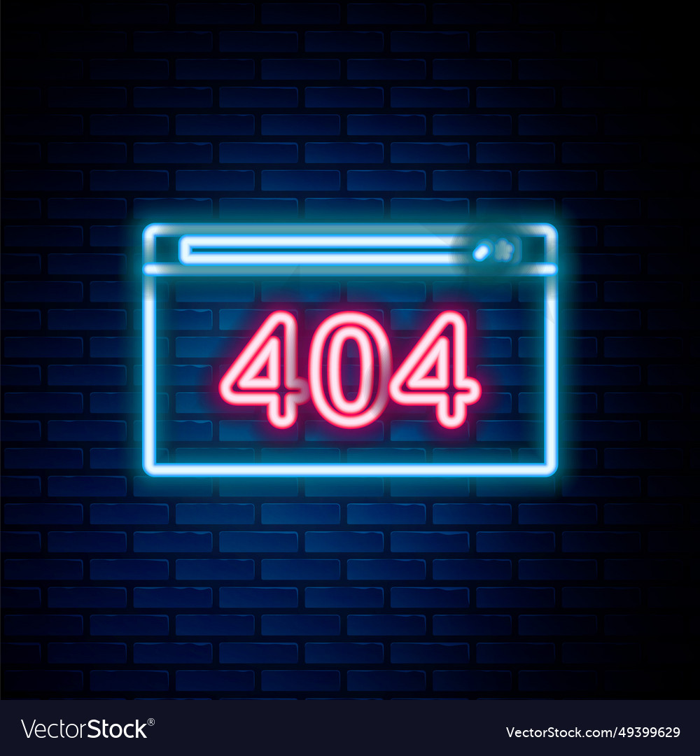 Glowing neon line page with a 404 error icon