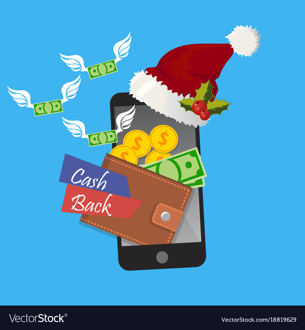 Holidays cashback in mobile app concept