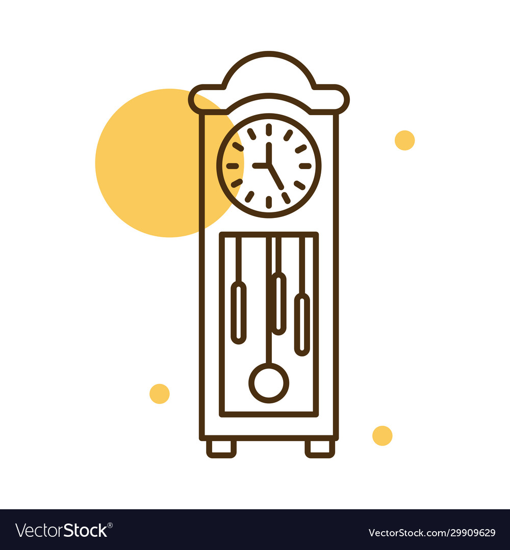 Isolated classic clock block and line style icon