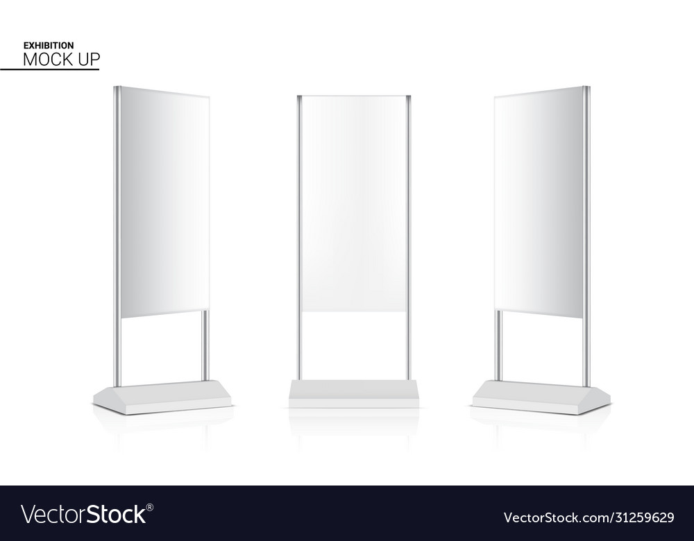 Realistic Roll-Up Banner Stand Display