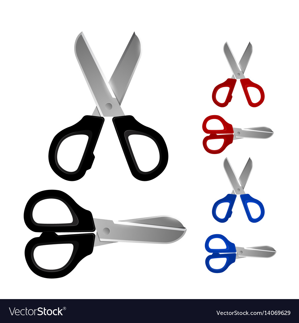 Scissors set color icons object on white