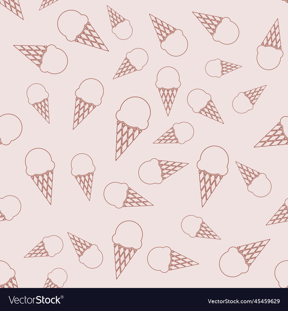 Seamless repeating pattern with outline ice cream vector image Seamless repeating pattern with outline ice cream