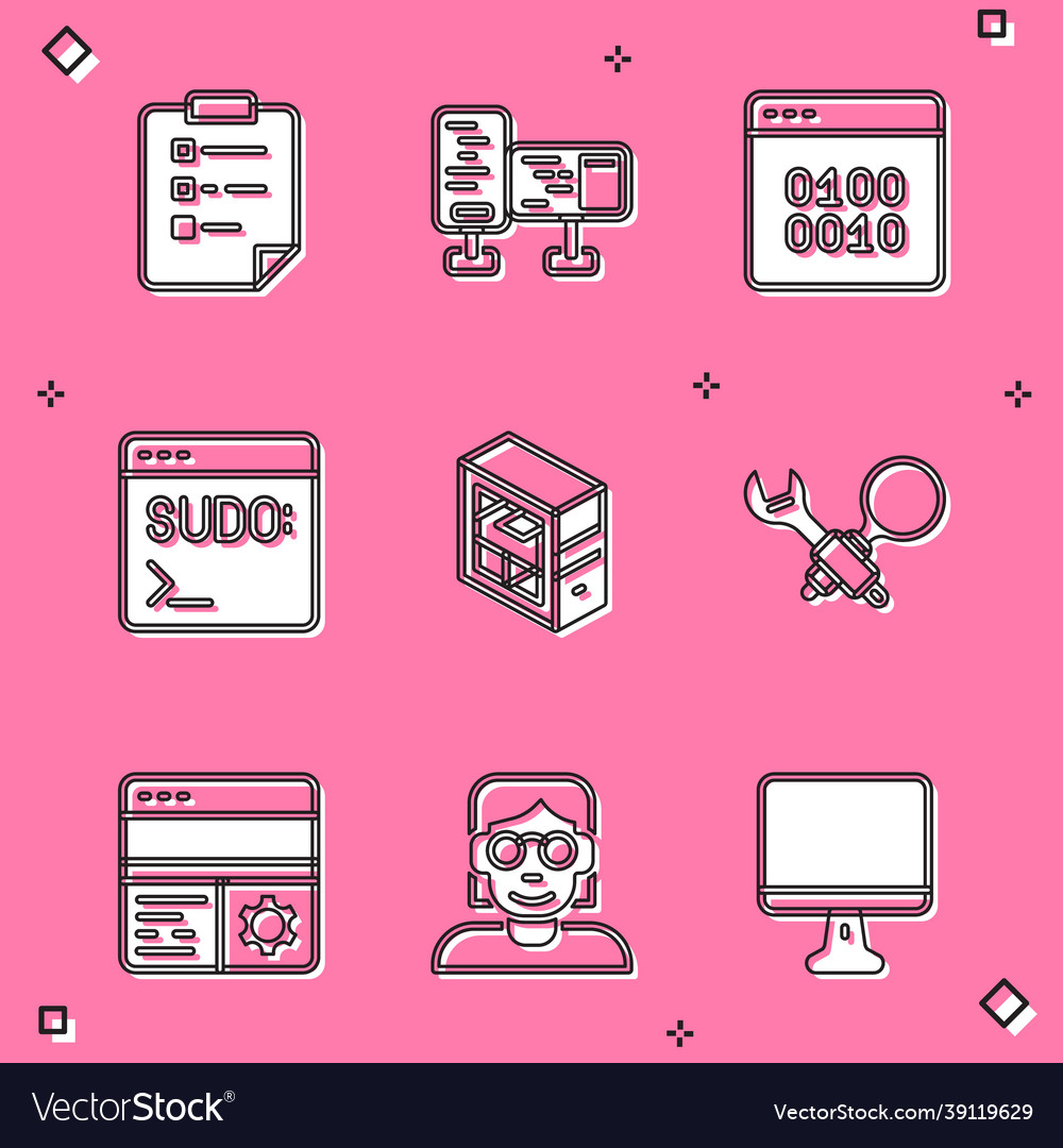 Set clipboard with checklist computer monitor vector image Set clipboard with checklist computer monitor