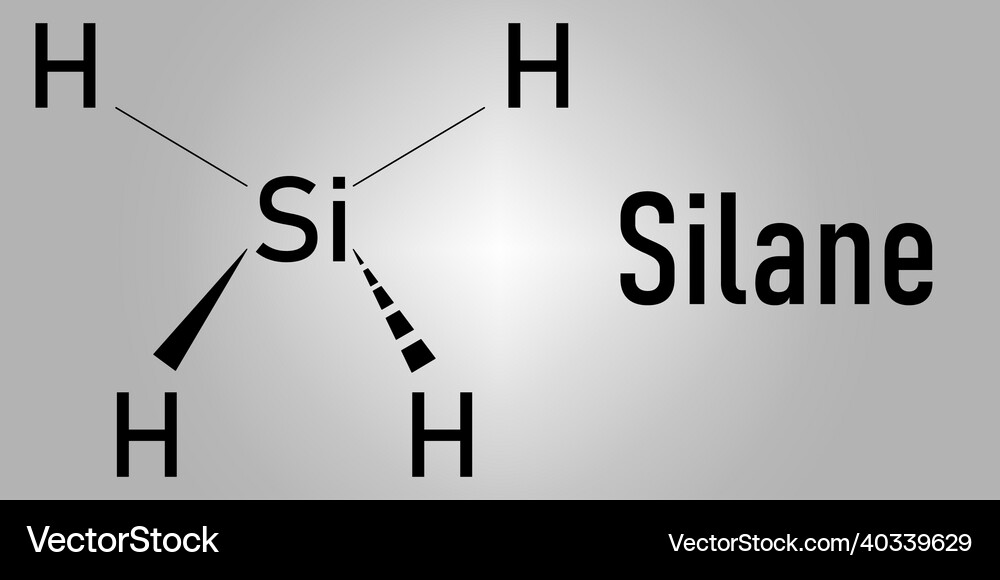 Silane sih4 molecule skeletal formula Royalty Free Vector