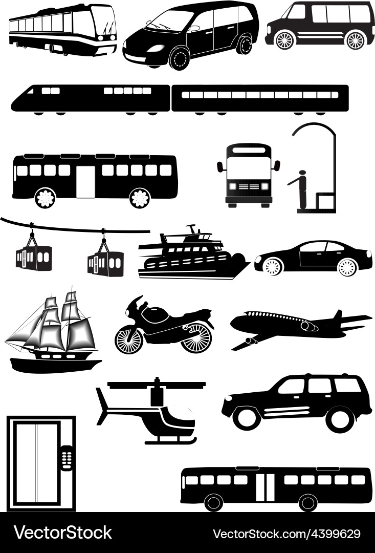 Transport vehicles icons set Royalty Free Vector Image