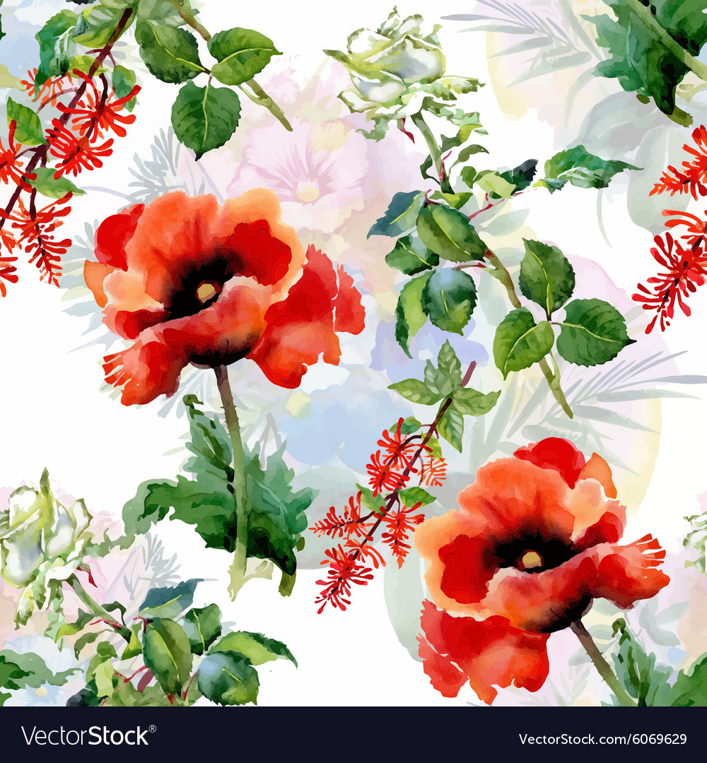 Watercolor of tulips flowers