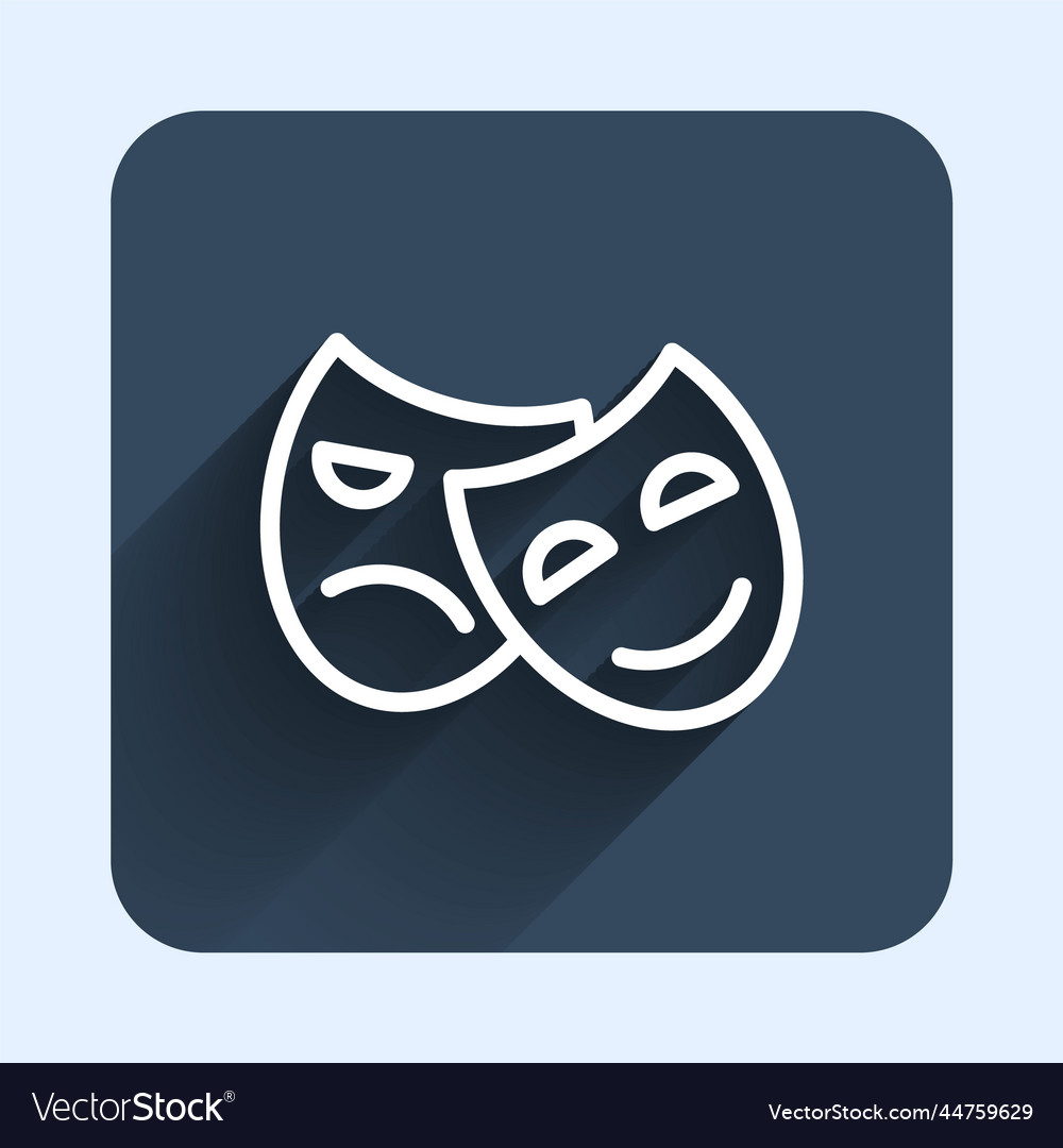 White line comedy and tragedy theatrical masks vector image White line comedy and tragedy theatrical masks