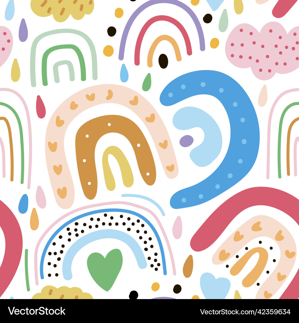 Childish seamless pattern with creative rainbows Vector Image