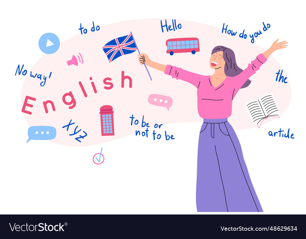 Colorful English Language Character