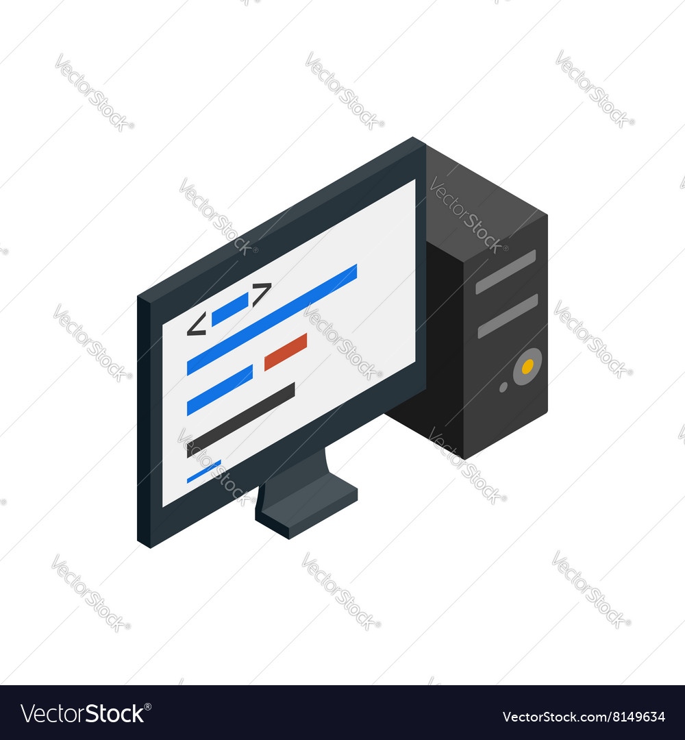 Computer icon isometric 3d style