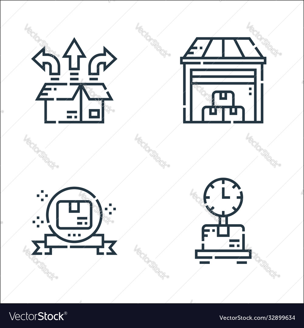 Delivery line icons linear set quality