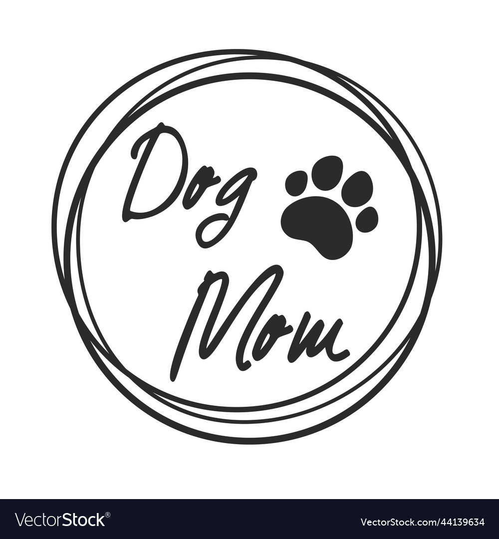 Dog Mom Textdesign von Fußabdrücken Vector Image Dog Mom Textdesign von Fußabdrücken