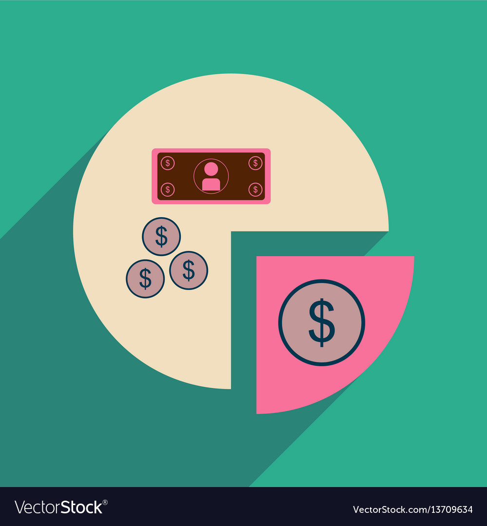 Flat web icon with long shadow financial chart