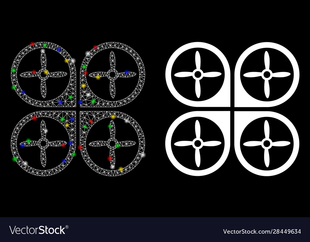 Glowing mesh network nanocopter icon with flash