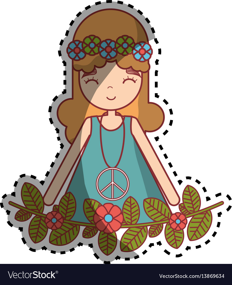 Hippie woman peace and love Royalty Free Vector Image