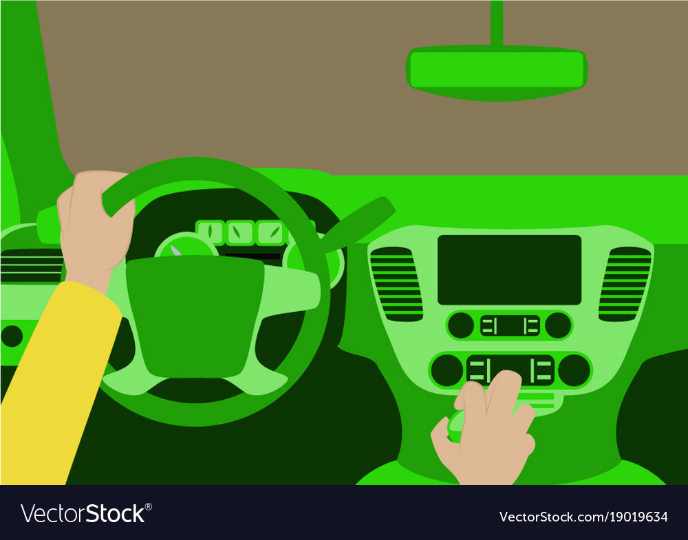 Human hands driving a car Royalty Free Vector Image