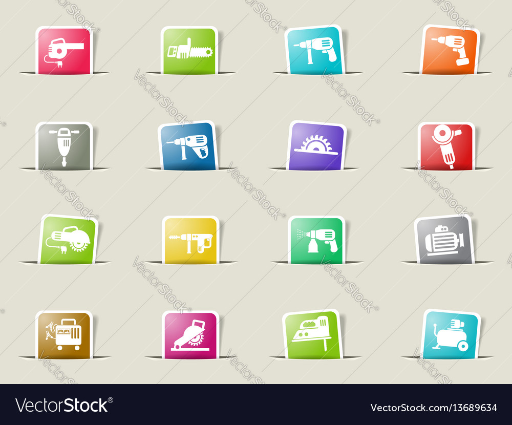Machine tools icon set