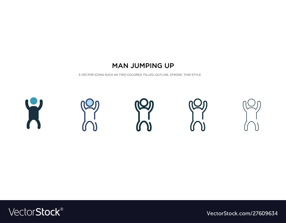 Man jumping up icon in different style two