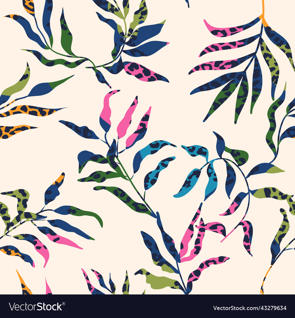 Modern seamless pattern with exotic leaves vector image Modern seamless pattern with exotic leaves