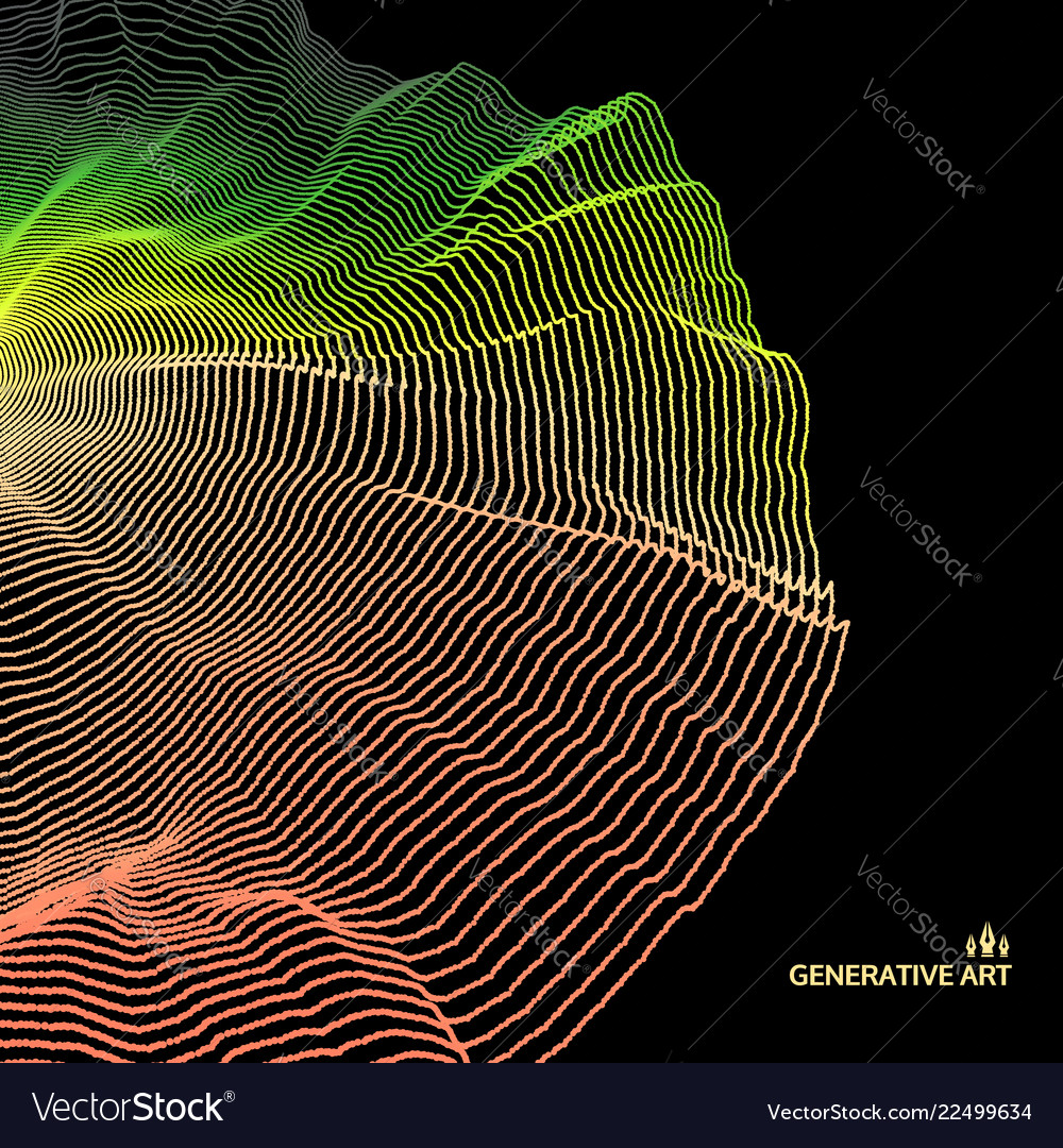 Network design with particle wave background vector image Network design with particle wave background