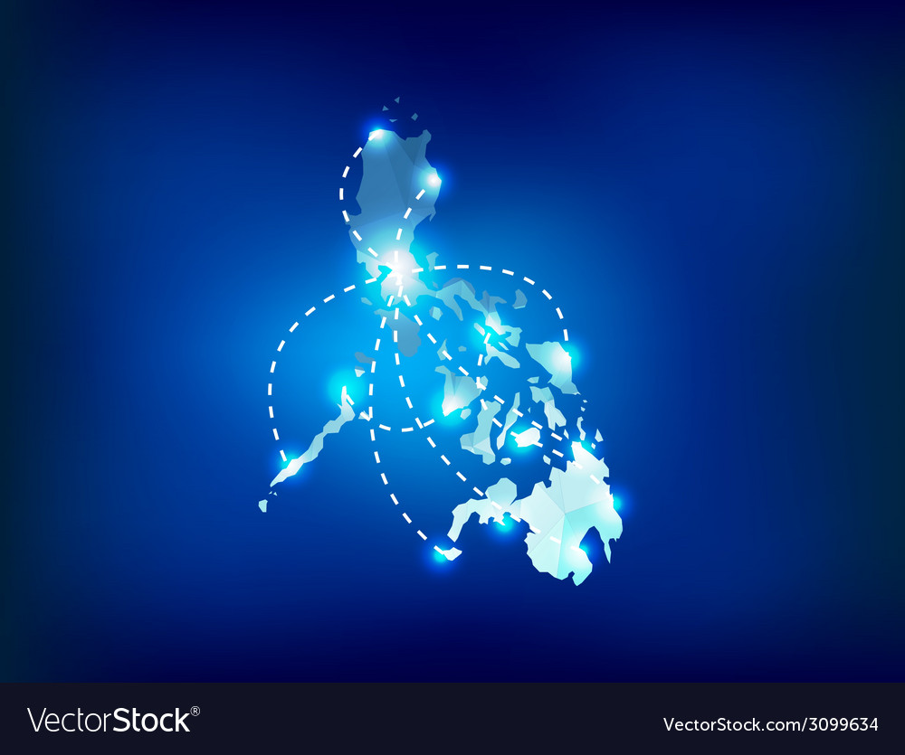 Philippines country map polygonal with spot lights