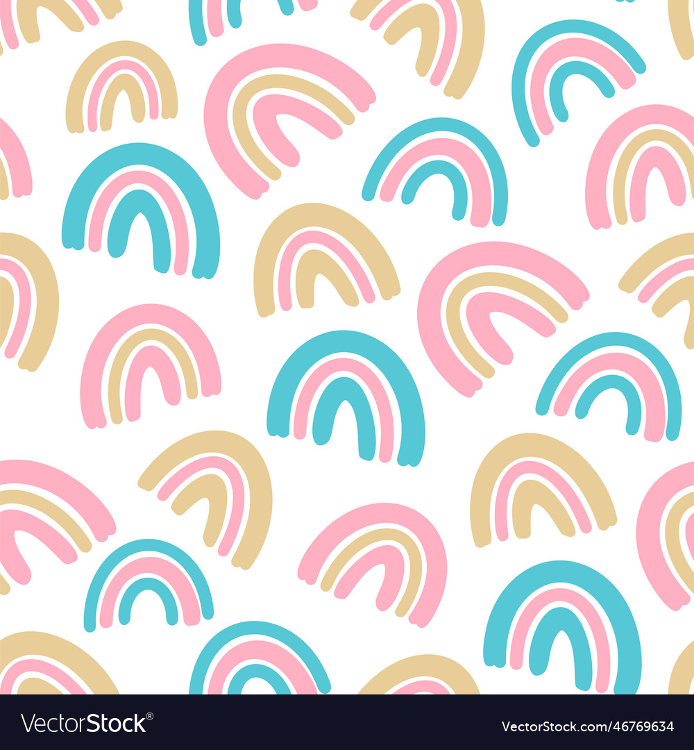 Pink and blue rainbow seamless pattern cute