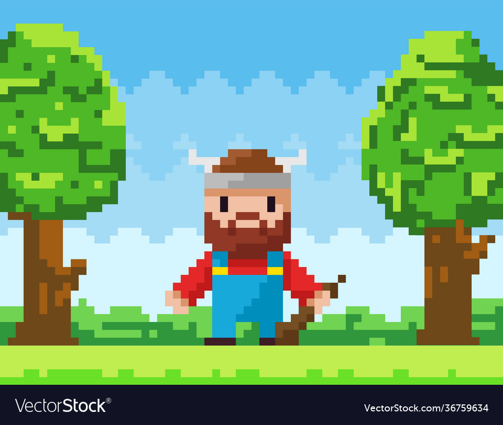 Pixel-game character brave viking