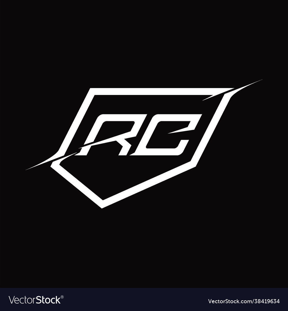 Rc logo monogram letter with shield and slice Vector Image Rc logo monogram letter with shield and slice